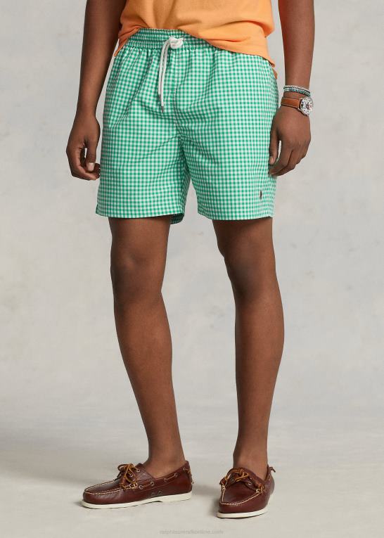 cabo grøn gingham Mænd Ralph Lauren 5,75-tommer klassisk badebukser til rejsende Z426B451