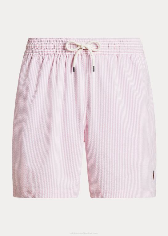 carmel pink seersucker Mænd Ralph Lauren 5,75-tommer klassisk badebukser til rejsende Z426B592