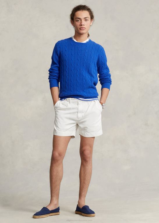 dækvask hvid Mænd Ralph Lauren 5-tommer kort plisseret twill med klassisk pasform Z426B8456