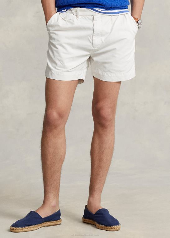 dækvask hvid Mænd Ralph Lauren 5-tommer kort plisseret twill med klassisk pasform Z426B8456