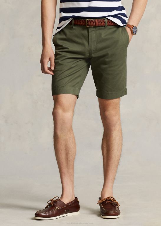 fossil grøn Mænd Ralph Lauren 9-tommer stræk chino-shorts med slim pasform Z426B537