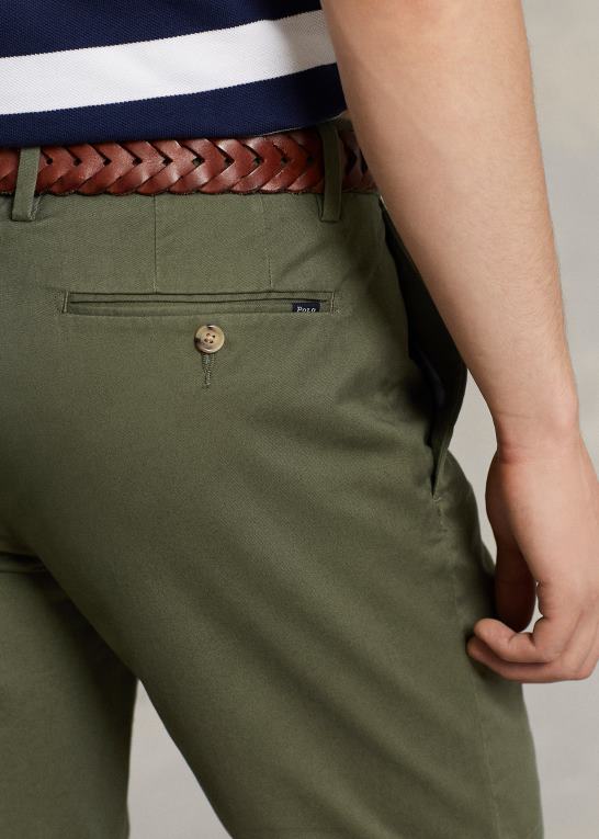 fossil grøn Mænd Ralph Lauren 9-tommer stræk chino-shorts med slim pasform Z426B537