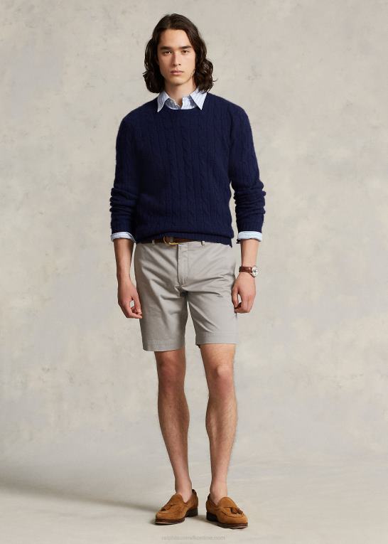 grå tåge Mænd Ralph Lauren 9-tommer stræk chino-shorts med slim pasform Z426B538