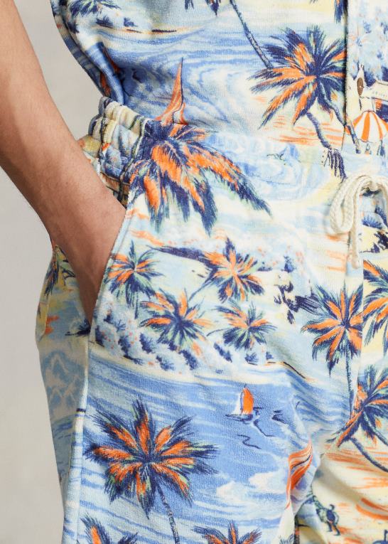 hawaiiansk strandbasar Mænd Ralph Lauren 9-tommer frottékort med tropisk tryk Z426B907