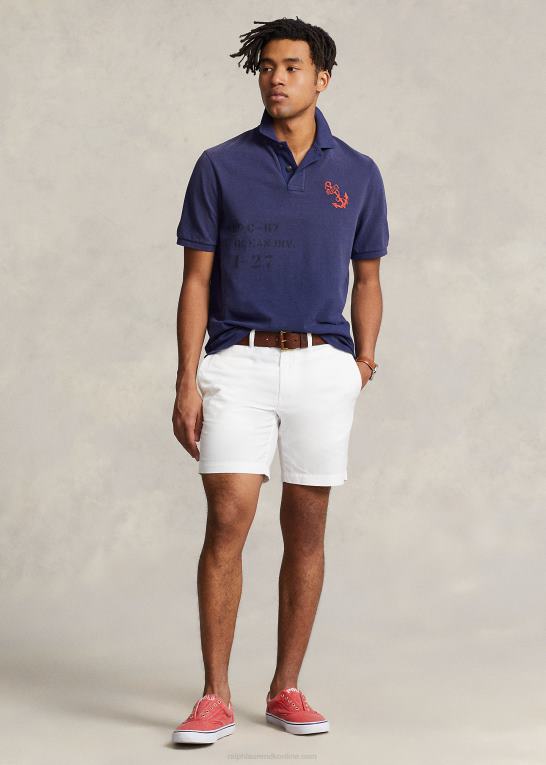 hvid Mænd Ralph Lauren 8-tommer lige pasform hør-bomuldshorts Z426B558