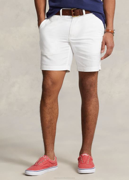 hvid Mænd Ralph Lauren 8-tommer lige pasform hør-bomuldshorts Z426B558