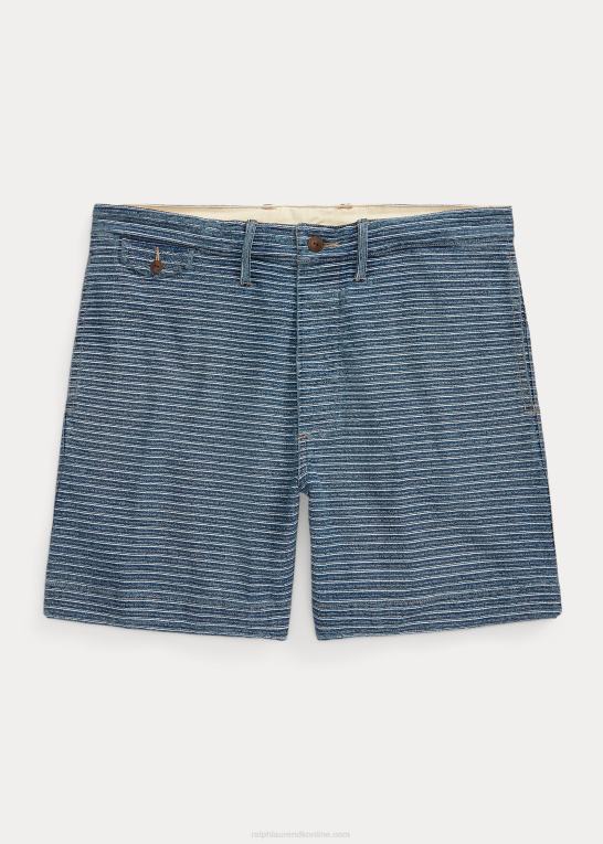 indigo/creme Mænd Ralph Lauren stribet jersey kort Z426B1701