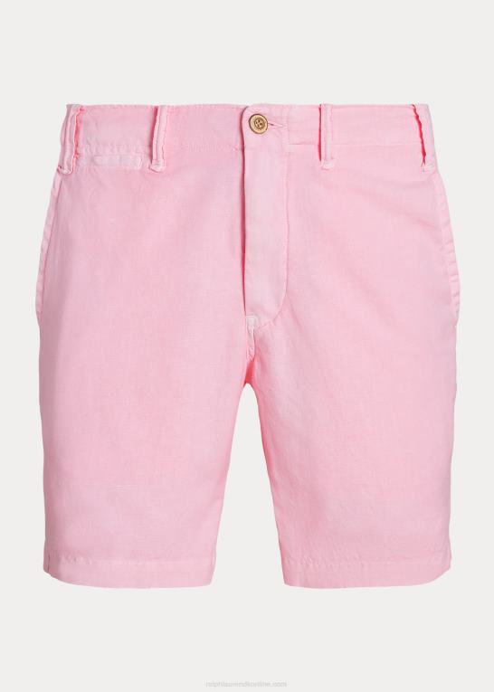 karmel pink Mænd Ralph Lauren 8-tommer lige pasform hør-bomuldshorts Z426B8645