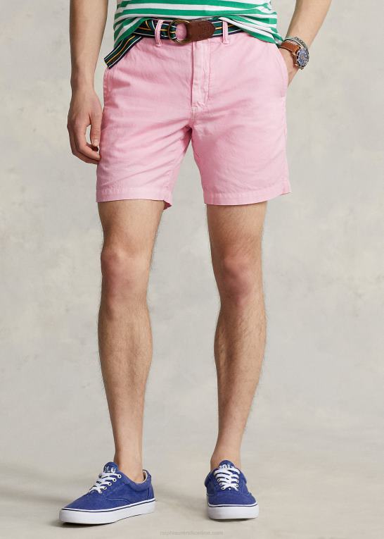 karmel pink Mænd Ralph Lauren 8-tommer lige pasform hør-bomuldshorts Z426B8645