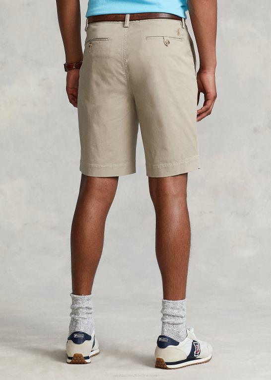khaki tan Mænd Ralph Lauren 9-tommer stræk chino short med klassisk pasform Z426B8533