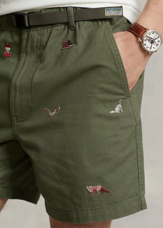 mørk salvie Mænd Ralph Lauren 6-tommer vandrekort med broderet twill Z426B903
