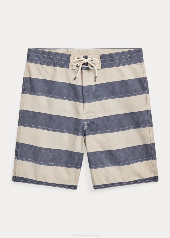 marine/creme sejldug stri Mænd Ralph Lauren stribet twill kort Z426B1723