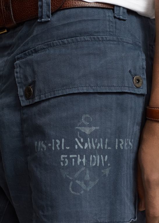 marineblå Mænd Ralph Lauren 6-tommer afslappet pasform twill cargo short Z426B1105