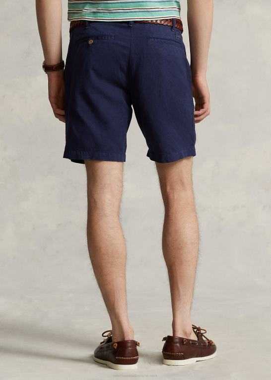 newport flåde Mænd Ralph Lauren 8-tommer lige pasform hør-bomuldshorts Z426B8644