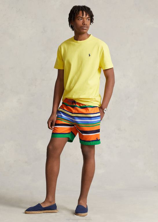 orange topstribe Mænd Ralph Lauren 5,75-tommer klassisk badebukser til rejsende Z426B444
