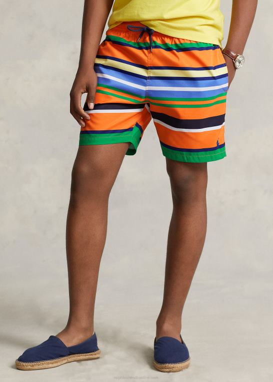 orange topstribe Mænd Ralph Lauren 5,75-tommer klassisk badebukser til rejsende Z426B444