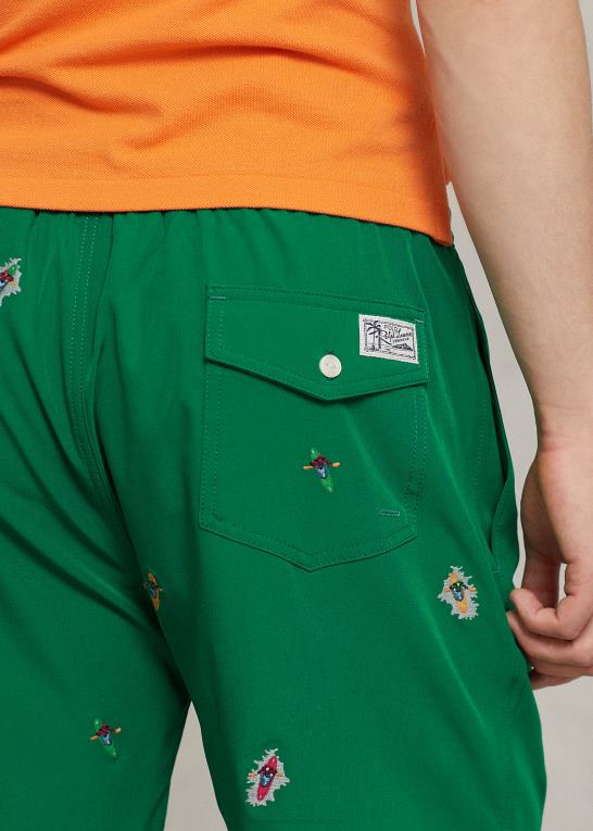 primær grøn kajak Mænd Ralph Lauren 5,75-tommer klassisk badebukser til rejsende Z426B1017
