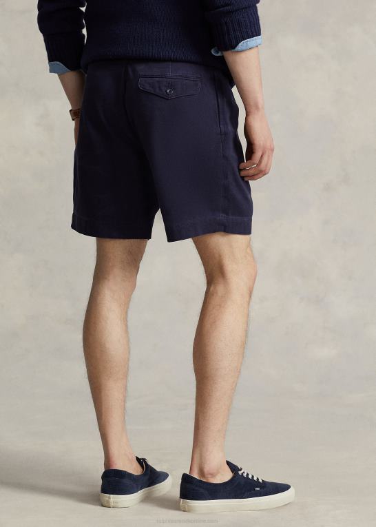 rl flåde Mænd Ralph Lauren 7-tommer afslappet pasform plisseret twill kort Z426B8595