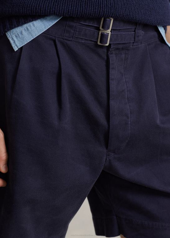 rl flåde Mænd Ralph Lauren 7-tommer afslappet pasform plisseret twill kort Z426B8595