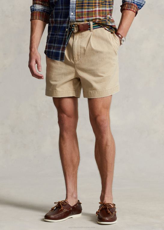rl kaki Mænd Ralph Lauren cormac 5-tommer afslappet pasform plisseret kort Z426B8445