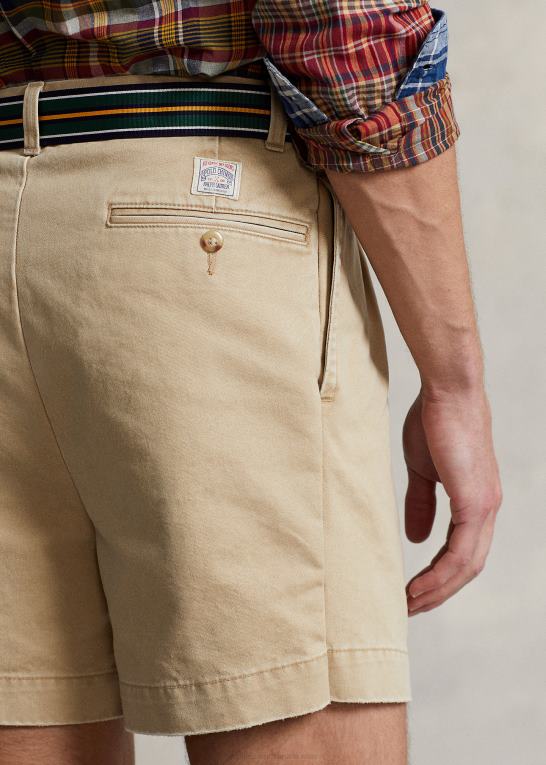 rl kaki Mænd Ralph Lauren cormac 5-tommer afslappet pasform plisseret kort Z426B8445