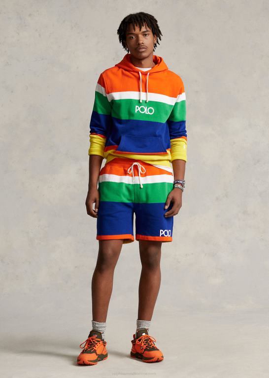 sejlende orange multi Mænd Ralph Lauren 6-tommer stribet fleecekort med logo Z426B1218