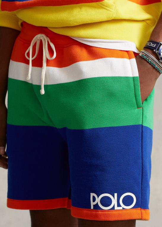 sejlende orange multi Mænd Ralph Lauren 6-tommer stribet fleecekort med logo Z426B1218
