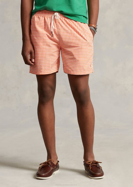 sejler orange gingham Mænd Ralph Lauren 5,75-tommer klassisk badebukser til rejsende Z426B452