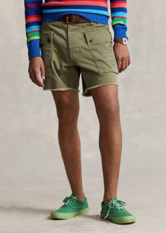 træthedsgrøn Mænd Ralph Lauren 6-tommer afslappet pasform twill cargo short Z426B1104