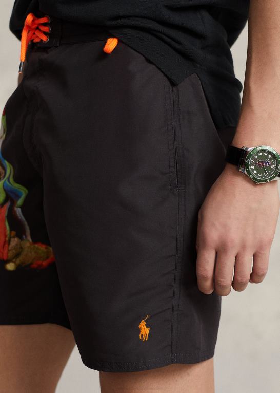 trætop udkig Mænd Ralph Lauren 7,25-tommer badebukser med palmeø-tryk Z426B919