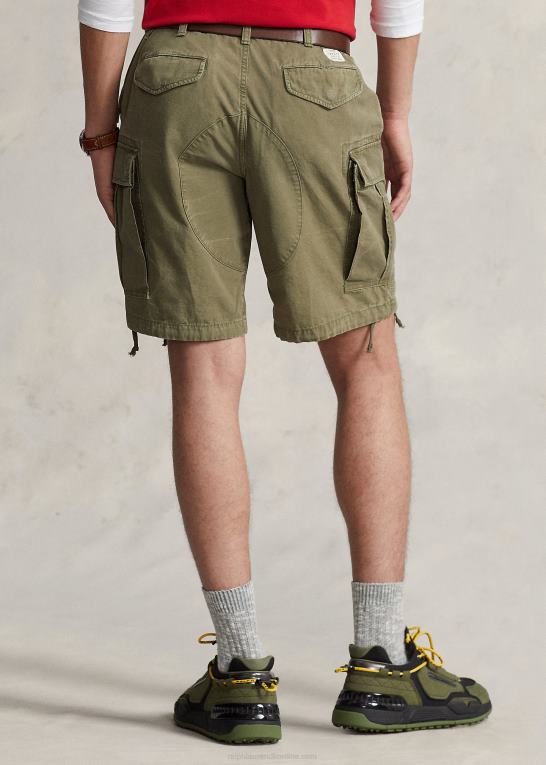 udendørs oliven Mænd Ralph Lauren 9-tommer cargo short i canvas i klassisk pasform Z426B635