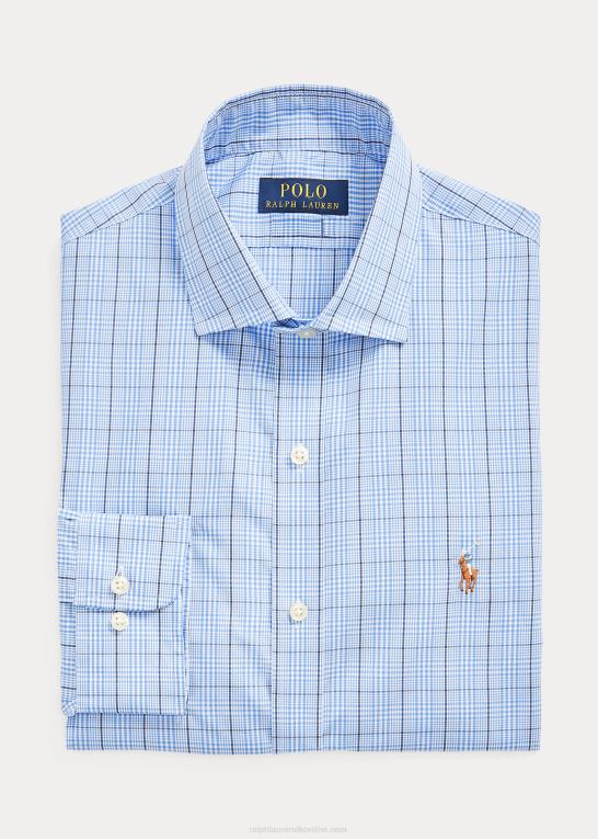5497 blå/hvid multi Mænd Ralph Lauren slim fit plaid præstationsskjorte Z426B1260