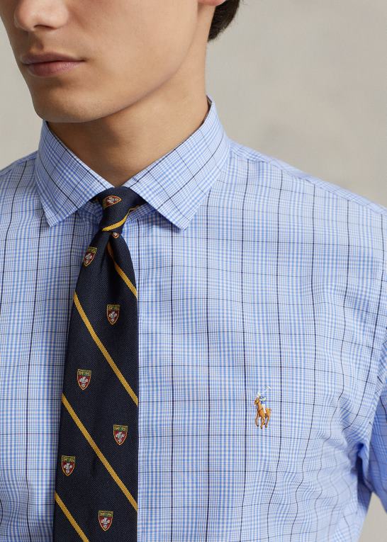 5497 blå/hvid multi Mænd Ralph Lauren slim fit plaid præstationsskjorte Z426B1260