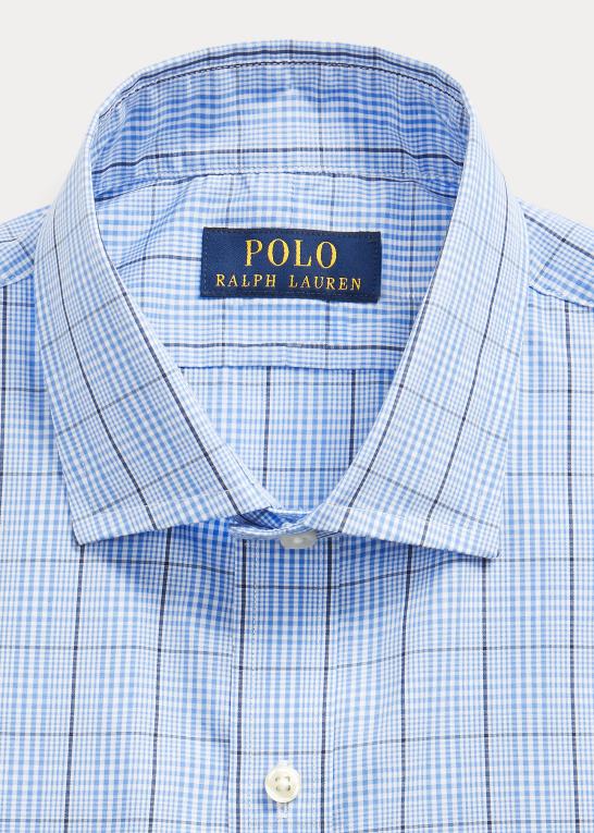 5497 blå/hvid multi Mænd Ralph Lauren slim fit plaid præstationsskjorte Z426B1260
