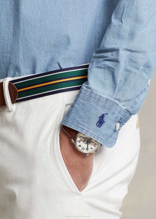 Nimes blå/hvid Mænd Ralph Lauren custom fit indigo chambray skjorte Z426B8649