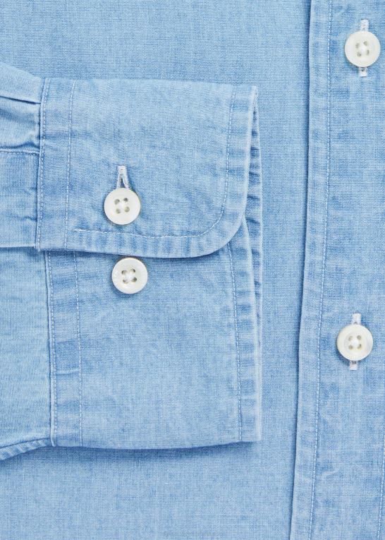 Nimes blå/hvid Mænd Ralph Lauren custom fit indigo chambray skjorte Z426B8649