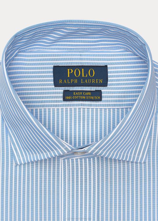 azurblå/hvid Mænd Ralph Lauren stribet let pleje stretch poplin skjorte - alle passer Z426B448