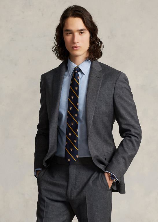 blå Mænd Ralph Lauren custom fit monogram oxford skjorte Z426B110