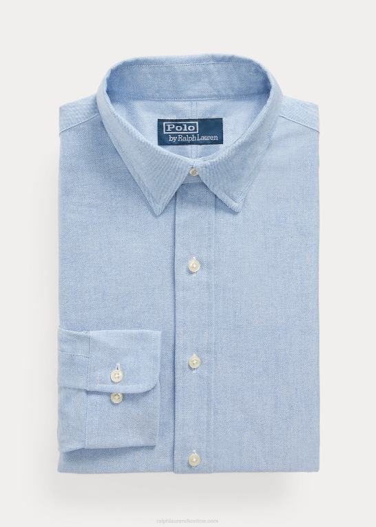blå Mænd Ralph Lauren custom fit monogram oxford skjorte Z426B110