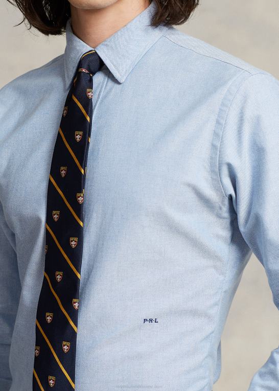 blå Mænd Ralph Lauren custom fit monogram oxford skjorte Z426B110