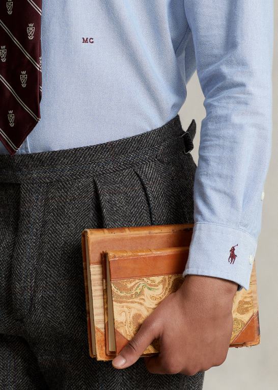 blå Mænd Ralph Lauren morehouse kollektion monogram skjorte Z426B1283