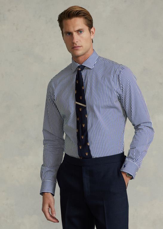 blå Mænd Ralph Lauren stribet poplin skjorte i specialdesign Z426B883