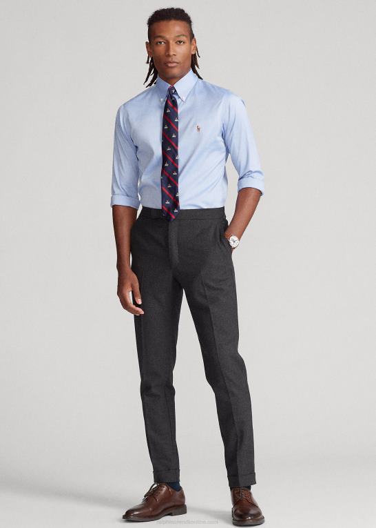 blå/hvid Mænd Ralph Lauren let pleje oxford skjorte i slim pasform Z426B1042