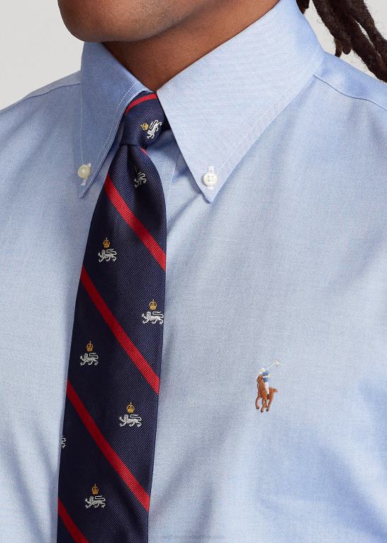 blå/hvid Mænd Ralph Lauren let pleje oxford skjorte i slim pasform Z426B1042