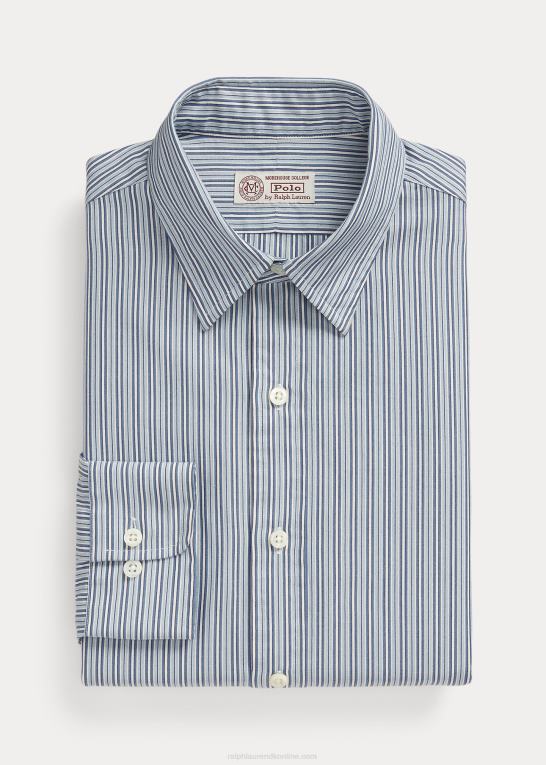 blå/hvid Mænd Ralph Lauren morehouse kollektion monogram skjorte Z426B1292