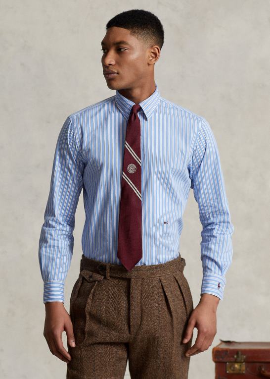 blå/marineblå Mænd Ralph Lauren morehouse kollektion monogram skjorte Z426B1282