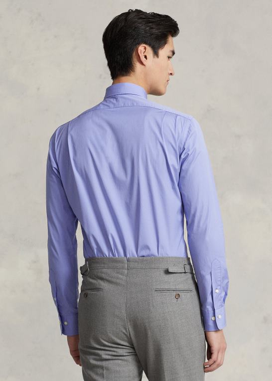 copen blå Mænd Ralph Lauren custom fit poplin skjorte Z426B8476