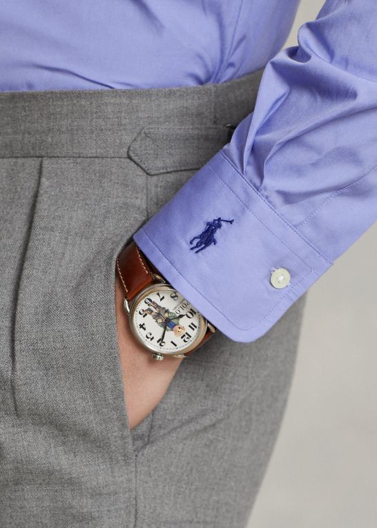 copen blå Mænd Ralph Lauren custom fit poplin skjorte Z426B8476