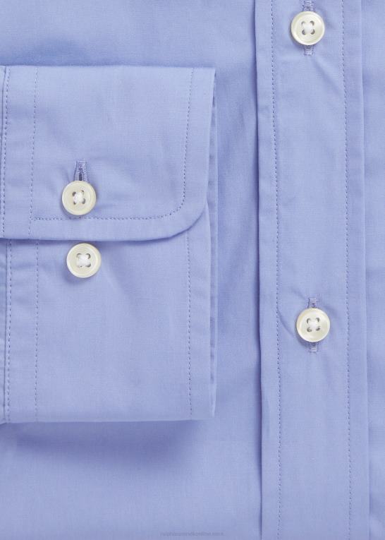 copen blå Mænd Ralph Lauren custom fit poplin skjorte Z426B8476
