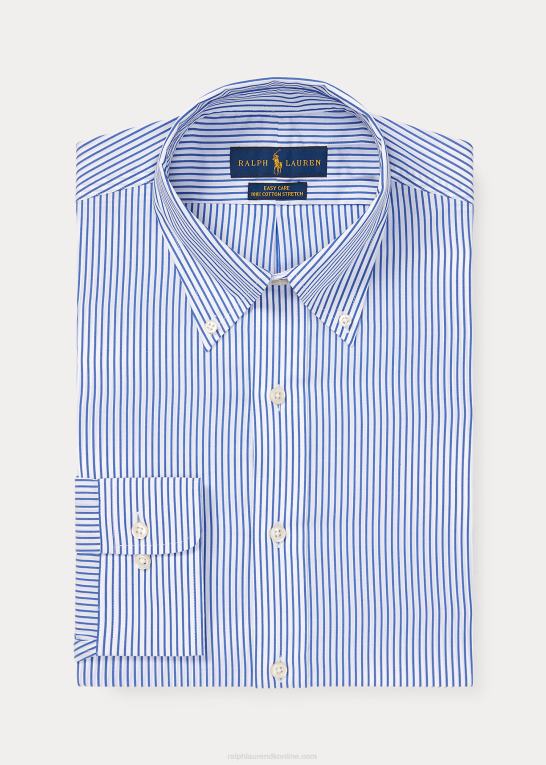 dodger blå/hvid Mænd Ralph Lauren stribet poplin skjorte i specialdesign Z426B1151